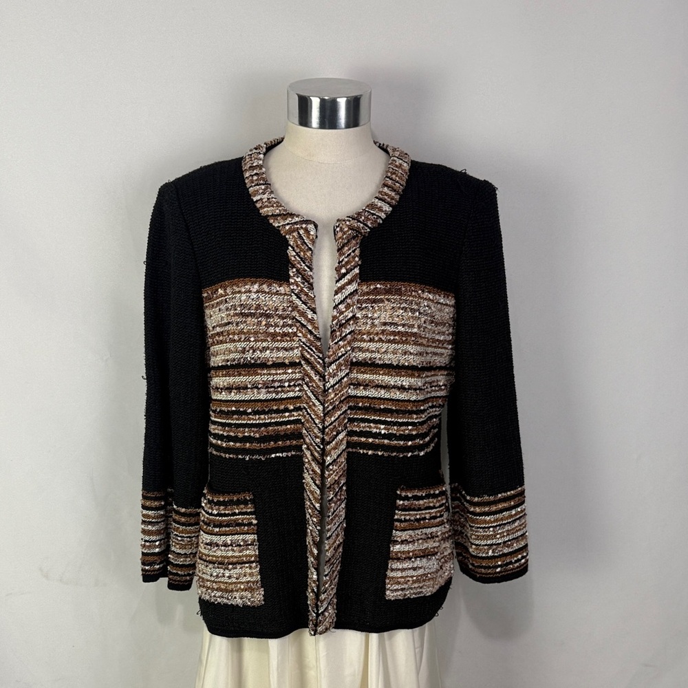 Misook Black Tweed Swt Jacket